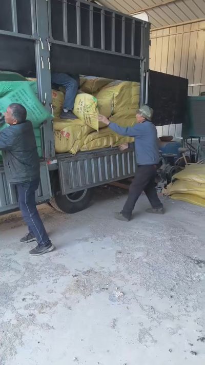 邢台发酵鸡粪，羊粪，有机肥正在卸车中