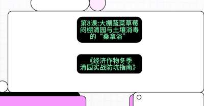 第8节：【大棚蔬菜草莓】闷棚清园与土壤消毒的&ldquo;桑拿浴&rdquo;，课程：《经济作物冬季清园&middot;实战防坑指南》#识农AI